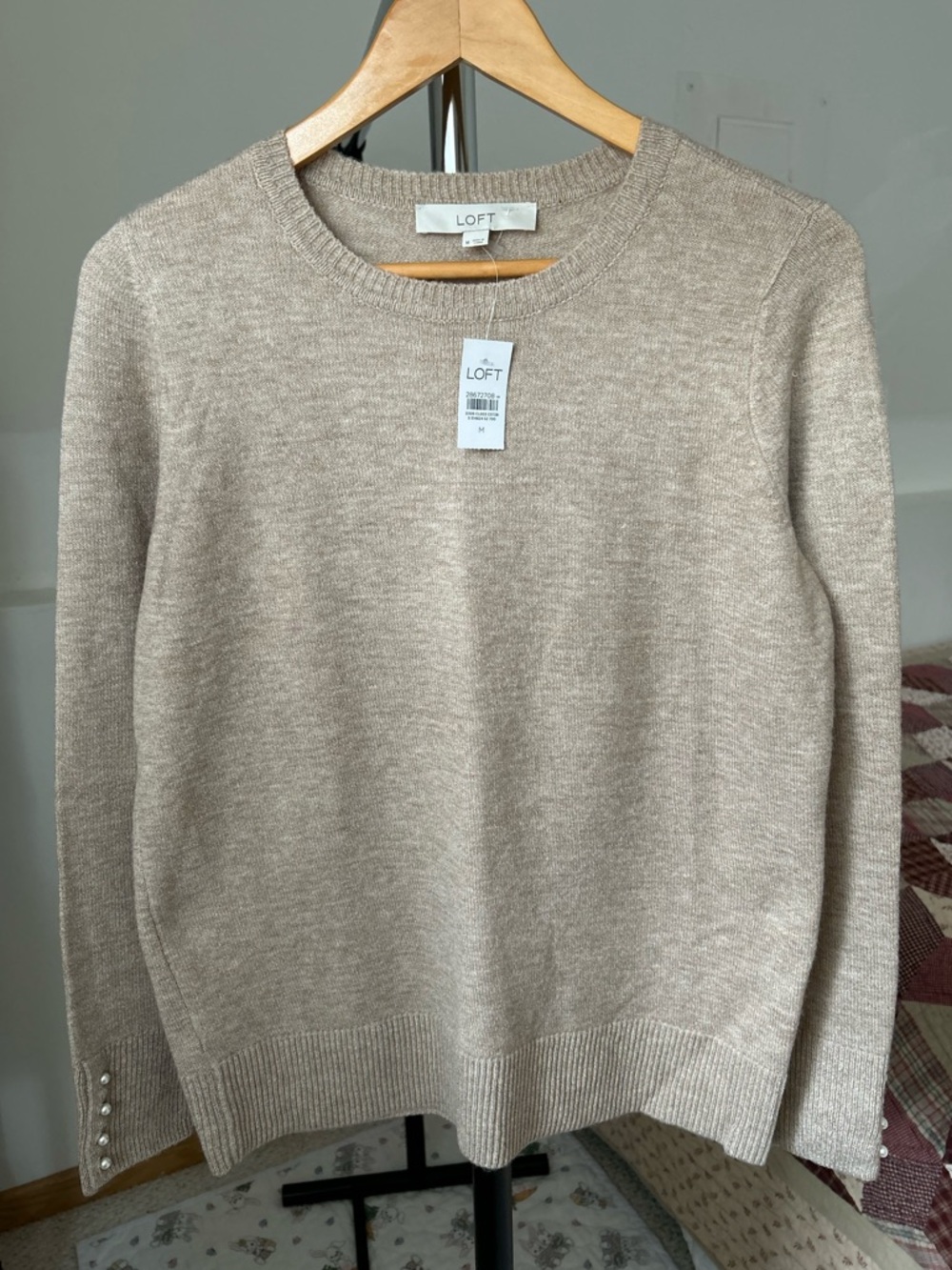 Loft Knit Pullover Sweater Tan NWT Medium